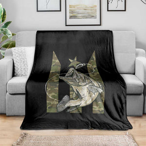 Fishing Puerto Rico Flag Throw Blanket Bass Fish Fisherman Camo Camouflage US Flag TS10 Print Your Wear