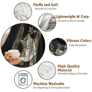 Fishing Puerto Rico Flag Throw Blanket Bass Fish Fisherman Camo Camouflage US Flag TS10 Print Your Wear