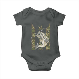 Fishing Puerto Rico Flag Baby Onesie Bass Fish Fisherman Camo Camouflage US Flag TS10 Dark Heather Print Your Wear