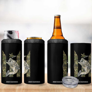 Fishing Puerto Rico Flag 4 in 1 Can Cooler Tumbler Bass Fish Fisherman Camo Camouflage US Flag TS10 Print Your Wear