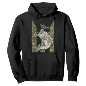 Fishing Puerto Rico Flag Hoodie Bass Fish Fisherman Camo Camouflage US Flag TS10 Black Print Your Wear