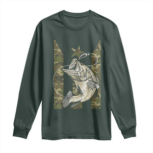 Fishing Puerto Rico Flag Long Sleeve Shirt Bass Fish Fisherman Camo Camouflage US Flag TS10 Dark Forest Green Print Your Wear