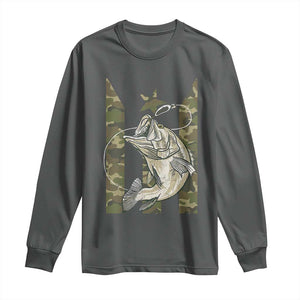 Fishing Puerto Rico Flag Long Sleeve Shirt Bass Fish Fisherman Camo Camouflage US Flag TS10 Dark Heather Print Your Wear
