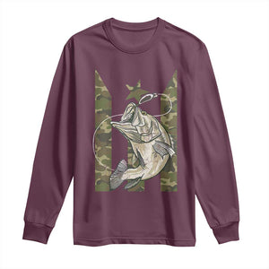 Fishing Puerto Rico Flag Long Sleeve Shirt Bass Fish Fisherman Camo Camouflage US Flag TS10 Maroon Print Your Wear