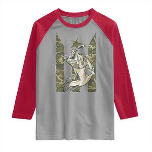 Fishing Puerto Rico Flag Raglan Shirt Bass Fish Fisherman Camo Camouflage US Flag TS10 Sport Gray Red Print Your Wear