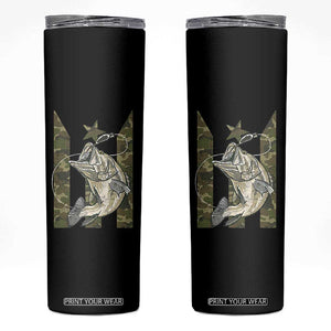 Fishing Puerto Rico Flag Skinny Tumbler Bass Fish Fisherman Camo Camouflage US Flag TS10 Black Print Your Wear