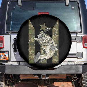 Fishing Puerto Rico Flag Spare Tire Cover Bass Fish Fisherman Camo Camouflage US Flag TS10 No hole Black Print Your Wear