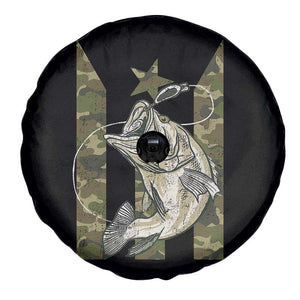 Fishing Puerto Rico Flag Spare Tire Cover Bass Fish Fisherman Camo Camouflage US Flag TS10 Print Your Wear