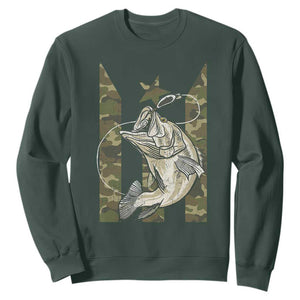 Fishing Puerto Rico Flag Sweatshirt Bass Fish Fisherman Camo Camouflage US Flag TS10 Dark Forest Green Print Your Wear