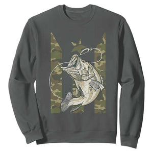 Fishing Puerto Rico Flag Sweatshirt Bass Fish Fisherman Camo Camouflage US Flag TS10 Dark Heather Print Your Wear