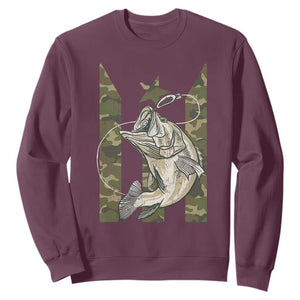 Fishing Puerto Rico Flag Sweatshirt Bass Fish Fisherman Camo Camouflage US Flag TS10 Maroon Print Your Wear