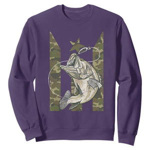 Fishing Puerto Rico Flag Sweatshirt Bass Fish Fisherman Camo Camouflage US Flag TS10 Purple Print Your Wear