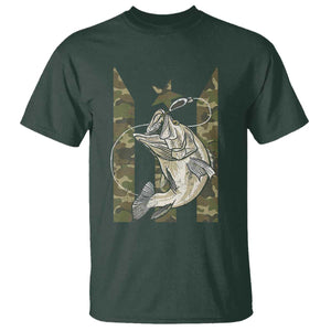 Fishing Puerto Rico Flag T Shirt Bass Fish Fisherman Camo Camouflage US Flag TS10 Dark Forest Green Print Your Wear