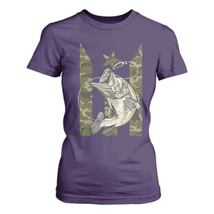 Fishing Puerto Rico Flag T Shirt For Women Bass Fish Fisherman Camo Camouflage US Flag TS10 Purple Print Your Wear
