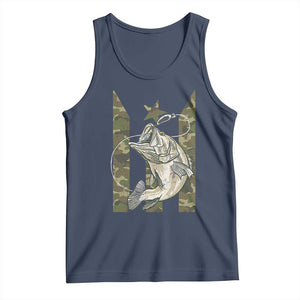 Fishing Puerto Rico Flag Tank Top Bass Fish Fisherman Camo Camouflage US Flag TS10 Navy Print Your Wear