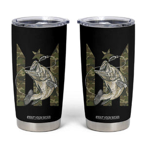 Fishing Puerto Rico Flag Tumbler Cup Bass Fish Fisherman Camo Camouflage US Flag TS10 Black Print Your Wear