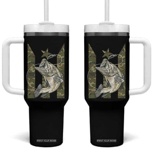 Fishing Puerto Rico Flag Tumbler With Handle Bass Fish Fisherman Camo Camouflage US Flag TS10 One Size: 40 oz Black Print Your Wear