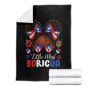 Little Miss Boricua Throw Blanket Puerto Rican Afro Messy Bun Girls Kids TS10 Black Print Your Wear