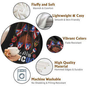 Little Miss Boricua Throw Blanket Puerto Rican Afro Messy Bun Girls Kids TS10 Print Your Wear