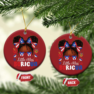 Little Miss Boricua Christmas Ornament Puerto Rican Afro Messy Bun Girls Kids TS10 Circle Red Print Your Wear