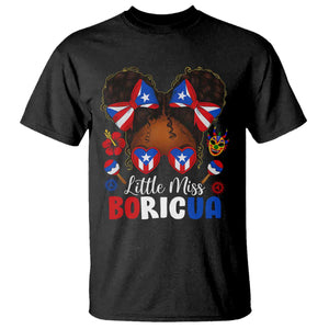 Little Miss Boricua T Shirt Puerto Rican Afro Messy Bun Girls Kids TS10 Black Print Your Wear