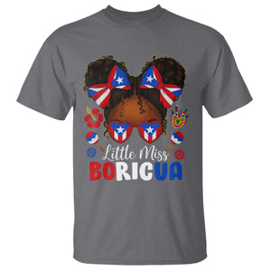 Little Miss Boricua T Shirt Puerto Rican Afro Messy Bun Girls Kids TS10 Charcoal Print Your Wear