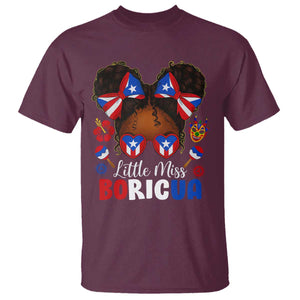 Little Miss Boricua T Shirt Puerto Rican Afro Messy Bun Girls Kids TS10 Maroon Print Your Wear
