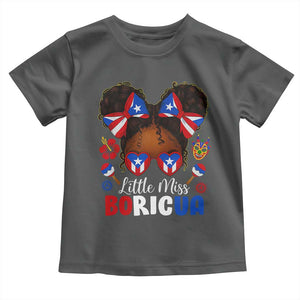 Little Miss Boricua Toddler T Shirt Puerto Rican Afro Messy Bun Girls Kids TS10 Dark Heather Print Your Wear