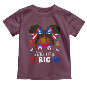 Little Miss Boricua Toddler T Shirt Puerto Rican Afro Messy Bun Girls Kids TS10 Maroon Print Your Wear