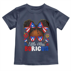 Little Miss Boricua Toddler T Shirt Puerto Rican Afro Messy Bun Girls Kids TS10 Navy Print Your Wear
