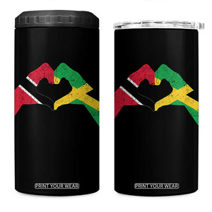 Trinidad and Tobago Jamaican 4 in 1 Can Cooler Tumbler Two Flags One Heart TS10 One Size: 16 oz Black Print Your Wear