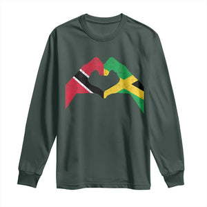 Trinidad and Tobago Jamaican Long Sleeve Shirt Two Flags One Heart TS10 Dark Forest Green Print Your Wear