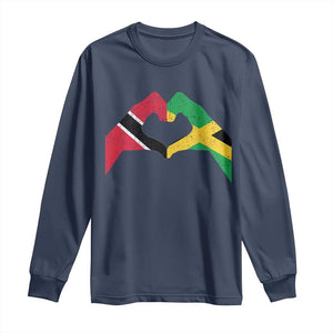 Trinidad and Tobago Jamaican Long Sleeve Shirt Two Flags One Heart TS10 Navy Print Your Wear