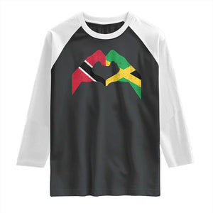Trinidad and Tobago Jamaican Raglan Shirt Two Flags One Heart TS10 Black White Print Your Wear