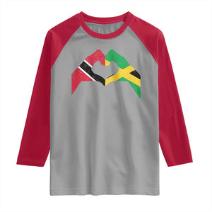 Trinidad and Tobago Jamaican Raglan Shirt Two Flags One Heart TS10 Sport Gray Red Print Your Wear