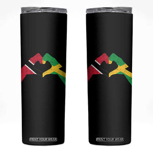 Trinidad and Tobago Jamaican Skinny Tumbler Two Flags One Heart TS10 Black Print Your Wear
