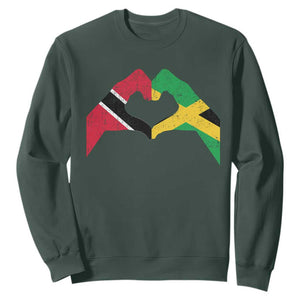 Trinidad and Tobago Jamaican Sweatshirt Two Flags One Heart TS10 Dark Forest Green Print Your Wear
