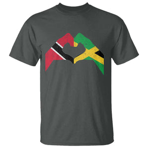 Trinidad and Tobago Jamaican T Shirt Two Flags One Heart TS10 Dark Heather Print Your Wear
