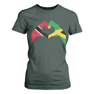 Trinidad and Tobago Jamaican T Shirt For Women Two Flags One Heart TS10 Dark Forest Green Print Your Wear