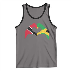 Trinidad and Tobago Jamaican Tank Top Two Flags One Heart TS10 Deep Heather Black Print Your Wear