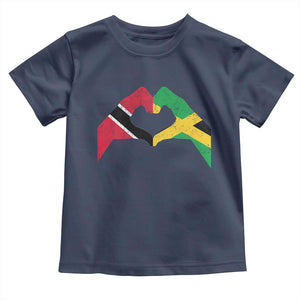 Trinidad and Tobago Jamaican Toddler T Shirt Two Flags One Heart TS10 Navy Print Your Wear