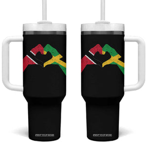 Trinidad and Tobago Jamaican Tumbler With Handle Two Flags One Heart TS10 One Size: 40 oz Black Print Your Wear