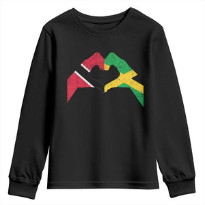 Trinidad and Tobago Jamaican Youth Sweatshirt Two Flags One Heart TS10 Black Print Your Wear