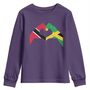 Trinidad and Tobago Jamaican Youth Sweatshirt Two Flags One Heart TS10 Purple Print Your Wear