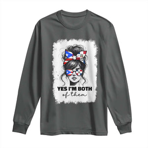 Dominican Puerto Rican Woman Long Sleeve Shirt Yes Im Both Of Them TS10 Dark Heather Print Your Wear