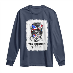Dominican Puerto Rican Woman Long Sleeve Shirt Yes Im Both Of Them TS10 Navy Print Your Wear