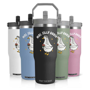 Mrs. Silly Goose Bride Flip Straw Tumbler Funny Goose Lovers Bride To Be TS10 Print Your Wear
