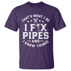 Funny Plumber T Shirt Thats What I Do I Fix Pipes And I Know Things Graphic TS10 Purple Print Your Wear