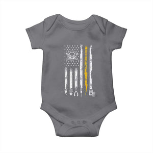 Electrician US Flag Baby Onesie Tools for Electricians Skull Lightning Graphic