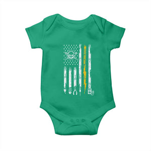 Electrician US Flag Baby Onesie Tools for Electricians Skull Lightning Graphic
